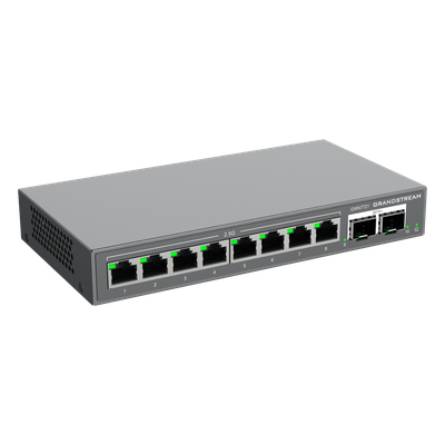 Switch L2 Lite Administrable / 8 Puertos Ethernet 2.5 Gbps / 2 Puertos SFP+ 10 Gbps / VLAN / QoS / Montaje Escritorio o Pared