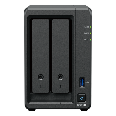 NAS de 2 Bahías / Expansible a 7 Unidades / Puerto 2.5GbE / 2 Ranuras M.2 NVMe / 276 MB/s Lectura / 224 MB/s Escritura / Procesador AMD Ryzen R1600 / 4 GB DDR4 ECC