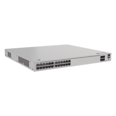 Switch Administrable Capa 3 / 24 Puertos PoE 1000/2.5Gbps / 4 Puertos 10GE SFP+ / 200 Gbps / PoE Perpetuo 400W / iStack / ERPS