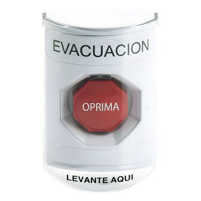 Botón de Evacuación / Cubierta Policarbonato / Restablecimiento con Llave / Bocina Integrada / Interior-Exterior / -40 a 121 °C