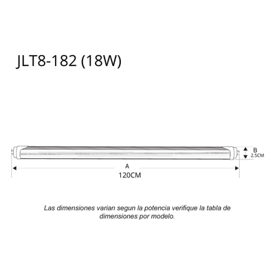 Tubo LED T8 / 18 W / 1200 mm (3.9 ft) / 6500 K / Blanco Mate / 1400 lm / G13