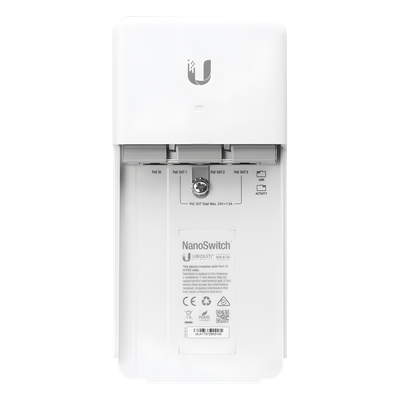 Switch PoE de Paso para Exterior / 4 Puertos Gigabit / 24V PoE / IP67 / -30°C a 70°C / 4 Gbps Throughput