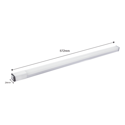 Luminario LED Tipo Regleta / 572 x 24 x 24 mm (1.88 x 0.08 x 0.08 ft) / 127 Vca / Luz Blanca 6 500 K / 900 lm / 9W