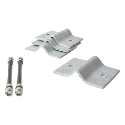 Herraje Adaptador de Mástil / Acero A-36 / Galvanizado en Caliente / Diámetro 3/4" a 2-1/4" / 4 Brackets / Tolerancia ±1 mm