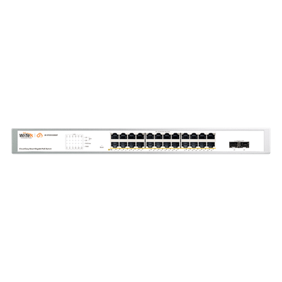 Switch Administrable PoE / 24 Puertos Gigabit PoE af/at / 2 x SFP Gigabit / 52 Gbps / Presupuesto PoE 370 W / Administración Cloud