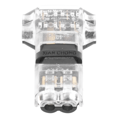 Conector T / 2 Contactos / Extracción Sin Corte / 0.35 a 0.75 mm² / Diámetro Máx 2.1 mm / Transparente con Negro