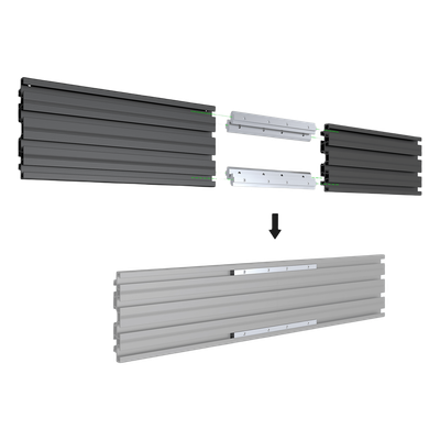 Riel de Aluminio para Videowall / Longitud 1750 mm (5.74 ft) / Ancho 120 mm / Espesor 9 mm / Diseño U / Incluye Tapas y Tornillos