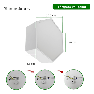 Lámpara LED Poligonal / 18 W / 1 800 lm / 6 500 K / 140° / Montaje Sobreponer o Suspendido / 85-265V~ 50/60 Hz