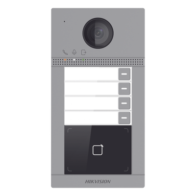 Videoportero IP / 2 Megapixel / PoE / IP65 + IK08 / 4 Departamentos / Apertura con Tarjeta / 2 Puertas / 6 Monitores / 129° / IR 3m