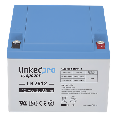 Batería de Respaldo AGM / 12 V / 26 Ah / Vida Útil 5 Años / Terminales M5 / Certificación UL