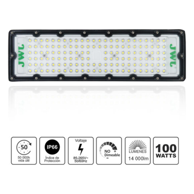 Reflector LED / 100 W / 14,000 lm / IP66 / 6500 K / 140° / 85-265 Vca~ / 350 x 100 mm
