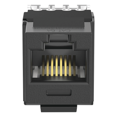 Conector Keystone / Cat 6A / 8P8C / UTP / 22-26 AWG / T568A/B / 50 μin Oro / Negro