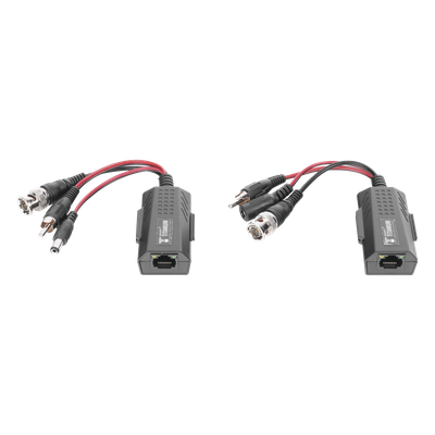 Kit de Transceptores Activos / Transmisión 4K / 150 m (492.1 ft) / Alimentación 12/24 V / Audio y Video por UTP Cat 5e/6 / HD-TVI HD-CVI AHD CVBS
