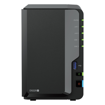 NAS de 2 Bahías / Rendimiento 282/217 MB/s / Conectividad 2.5GbE y 1GbE / CPU Intel Celeron J4125 / RAM Expandible a 6 GB / Hasta 40 TB / USB 3.2 Gen 1