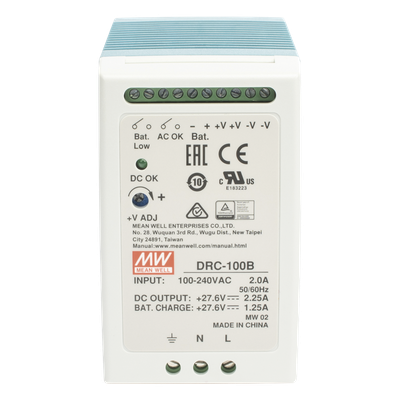 Fuente de poder con cargador de batería / Riel DIN / 24V / 100W / 2.25A / UL 508 / 2.16 x 3.54 x 3.94 pulgadas