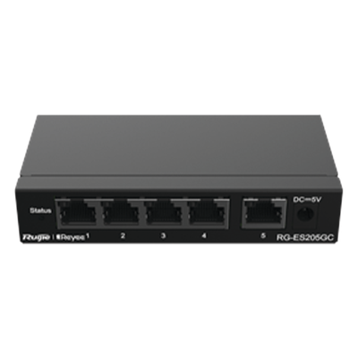 Switch Administrable / 5 Puertos Gigabit / Capacidad 10 Gbps / Gestión Cloud y Móvil / 16 VLANs / 5W Máximo