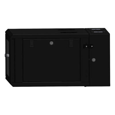 Gabinete Rackeable de Pared / 6U / 19 Pulgadas / Puerta de Cristal / Abatible 120° / Carga 80 kg / Ventilación 120 mm