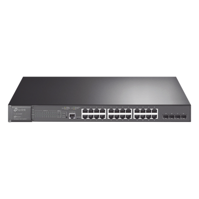 Switch PoE+ L2+ / 24 Puertos Gigabit / 4 Puertos SFP 1G / Presupuesto PoE 384W / Rendimiento 56 Gbps / Montaje en Rack