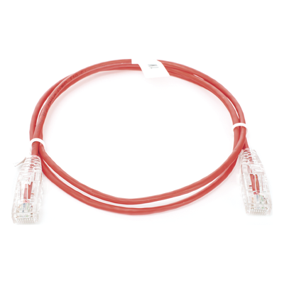 Cable de Parcheo Slim UTP Cat6 / 1 Metro (3.28 Pies) / 28 AWG / Rojo / 1 Gbps