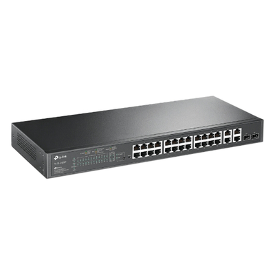 Switch PoE+ Administrable / 24 Puertos 10/100 Mbps / 4 Puertos Gigabit / 2 SFP Combo / 250W / SDN / 12.8 Gbps