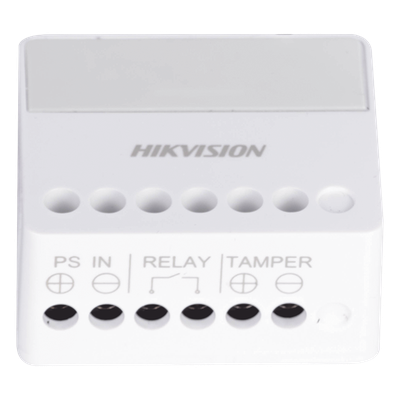 Relevador Inalámbrico / 1 Entrada Alarma 24 h / 1 Salida 0-36 Vcc 5 A / 433 MHz Bidireccional / AES-128 / LED de Estado