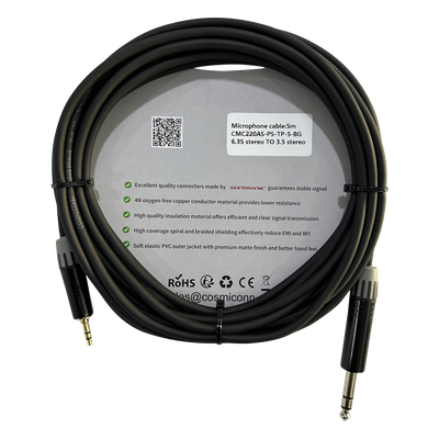 Cable de audio / 6.35mm a 3.5mm / Conectores dorados / 5m / 16.4 pies