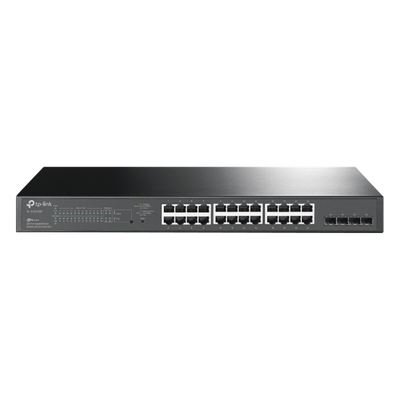 Switch PoE+ Administrable / 24 Puertos Gigabit / 4 Ranuras SFP / 250W PoE Total / SDN Cloud / Enrutamiento Estático