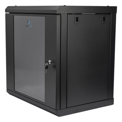 Gabinete de Pared 12U / Profundidad 455 mm (18 in) / Cristal Templado / Acero Reforzado / Carga 80 kg