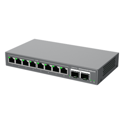 Switch L2 Lite Administrable / 8 Puertos Ethernet 2.5 Gbps / 2 Puertos SFP+ 10 Gbps / VLAN / QoS / Montaje Escritorio o Pared