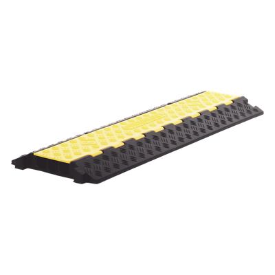 Protector de Cable / 3 Canales / Carga 5 Toneladas / Canal 30x30 mm / Base Goma y Tapa Plástico / 90 cm Largo / Amarillo-Negro
