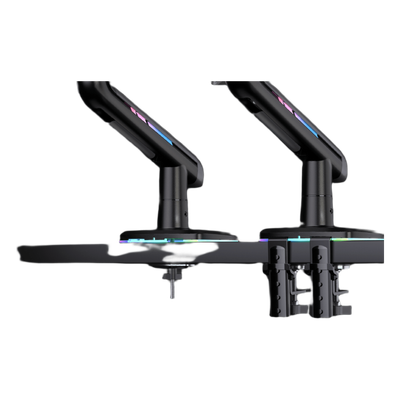 Soporte Mecánico para Monitor / 32" a 60" / Carga 2-20 kg (4.4-44 lbs) / VESA 75x75 y 100x100 mm / Iluminación RGB / Resorte de Alta Precisión / Rotación 360°