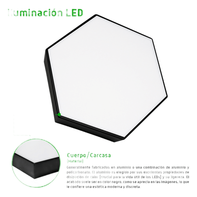 Lámpara LED Poligonal / 18 W / 1 800 lm / 6 500 K / 140° / Montaje Sobreponer o Suspendido / 85-265V~ 50/60 Hz