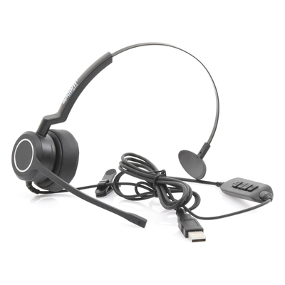 Auriculares USB / Mono / Audio HD / Micrófono Cardioide con Cancelación de Ruido / Diadema Ajustable / 58 g