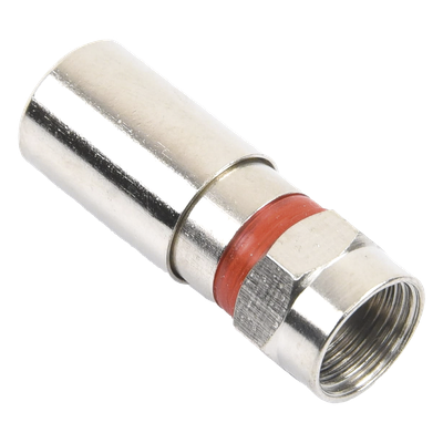 Conector F Macho / Compresión en Línea / Cable RG-59 / Cuerpo Bronce Niquelado / Contacto Oro 24k / Aislante Teflón