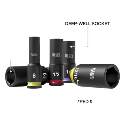 Juego de Dados de Impacto Profundos / Drive 3/8" / SAE y Métrico / 23 Piezas / Adaptadores Multi-Propósito / Estuche Modular