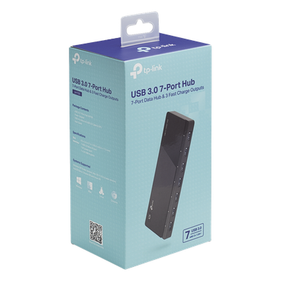 HUB USB 3.0 / 7 Puertos / Transferencia 5 Gbps / Alimentación 12V/2A / 165 x 65.5 x 17.5 mm (6.5 x 2.6 x 0.7 in)