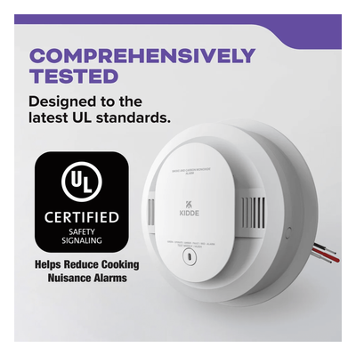 Alarma Combinada de Humo y CO / 120V CA con Respaldo de Batería / Interconectable hasta 24 Dispositivos / Sensor Fotoeléctrico y Electroquímico / UL 217 y UL 2034