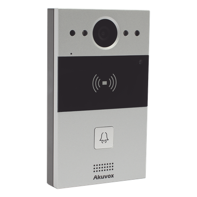Videoportero IP / 1 Botón / Cámara 2 Megapixel / 110° / Lector MIFARE y PROX EM / SIP / ONVIF / IP65 / PoE / Control 2 Puertas / Cloud