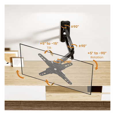Soporte de Pared Articulado para Pantallas / VESA 75x75 a 200x200 / Hasta 43 Pulgadas / Carga 20 kg (44 lbs) / Movimiento Completo / Perfil 66 mm