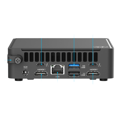 Mini PC / Core 5 210H 8 Núcleos hasta 4.8 GHz / 16 GB DDR5-5600 / SSD 512 GB NVMe PCIe 4.0 / Wi-Fi 7 / Ethernet 2.5 GbE / Thunderbolt 4 / Windows 11 Pro