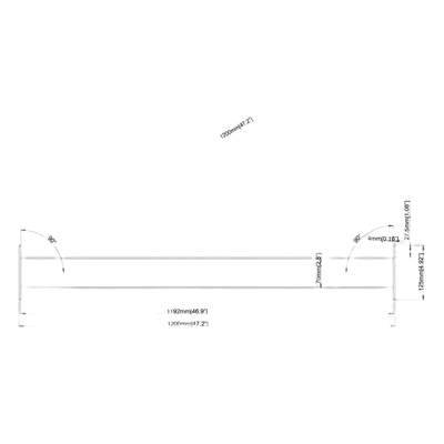 Perfil Rectangular de Interconexión / Acero 1200 mm (3.9 ft) / Ancho 56 mm (2.2 ft) / Soporte 100 mm (3.9 ft) x 40 mm (1.6 ft) / Radio de Esquina R4 mm
