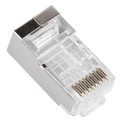 Plug Modular RJ45 / Cat6 Blindado / Chapado Oro 30µ / 23AWG / Sin Pin Tierra / 100 Piezas