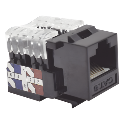 Módulo Jack Keystone / Cat6 / Terminación 110 Punchdown / RJ45 Sin Blindaje / T568A-B / Color Negro