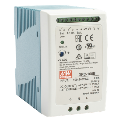 Fuente de poder con cargador de batería / Riel DIN / 24V / 100W / 2.25A / UL 508 / 2.16 x 3.54 x 3.94 pulgadas