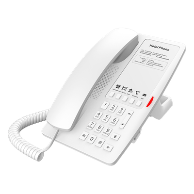 Teléfono IP Hotelero / 2 Líneas SIP / 5 Teclas Programables / Puerto USB-A 5V/2A / PoE 802.3af / Audio HD Manos Libres