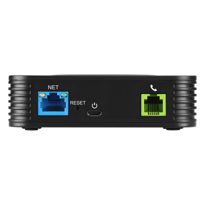 Adaptador de Teléfono Analógico / 1 Puerto FXS / 1 Perfil SIP / VoIP / TLS y SRTP / Fax T.38 / Conferencia 3 Vías
