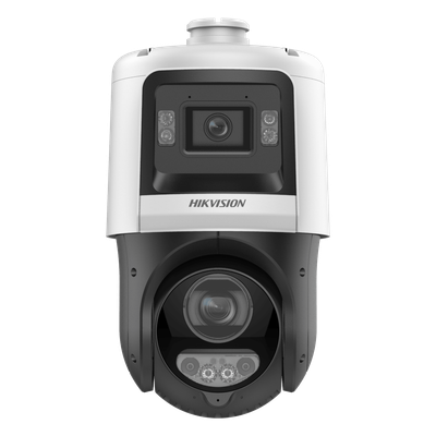 PTZ IP TandemVu / 4 Megapixel + 4 Megapixel / Zoom Óptico 25X / IR 100 m (328.1 ft) + Luz Blanca 30 m (98.4 ft) / DarkFighter / IP67 / PoE+