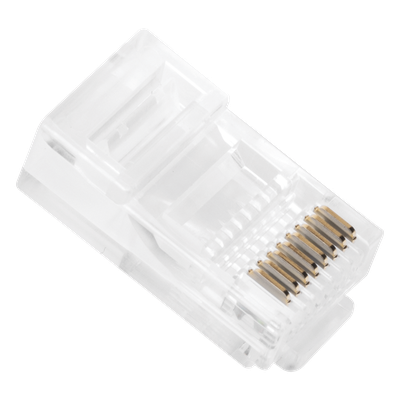 Bote de 100 Conectores RJ45 Cat5e / Sin Blindaje / Chapado Oro 30 Micras / 24 AWG / TIA-568B.2