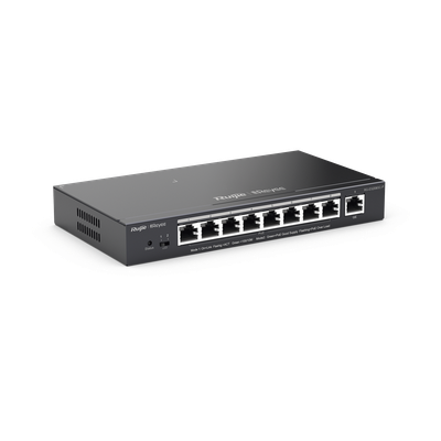 Switch Administrable PoE+ / 9 Puertos Gigabit / 8 Puertos PoE+ 802.3af/at / 120 W / Alcance Extendido 250 m (820.2 ft) / Sin Ventilador
