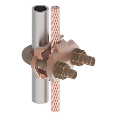 Conector Mecánico para Cable / 1/0 AWG a 250 KCMIL / Paralelo o 90° / Tubo 3/8" o Varilla 5/8" - 3/4" / Torque 240 lb-in / UL467